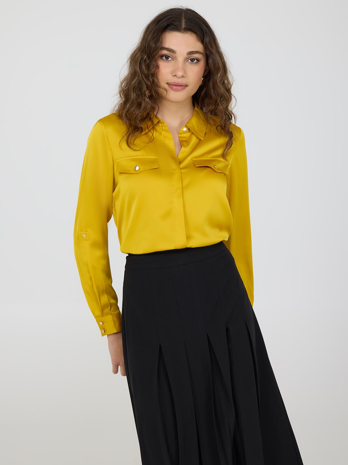 Elegant Satin Utility Blouse for Women - Comfortable & Stylish Workwear Top - Perfect for Office, Business Meetings & Casual Outings