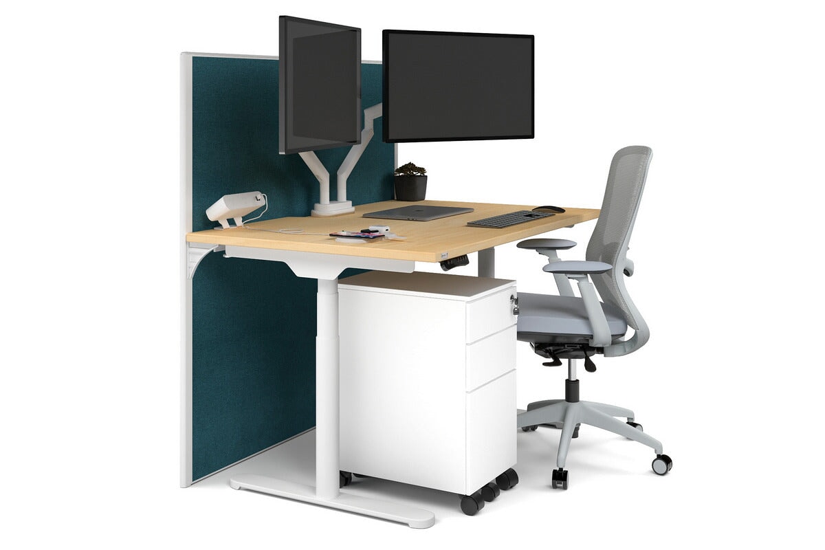 Flexi Premium Height Adjustable Single Workstation Desk - 1400L x 800W with Cable Management - Ergonomic Standing Desk for Home Office & Workspace