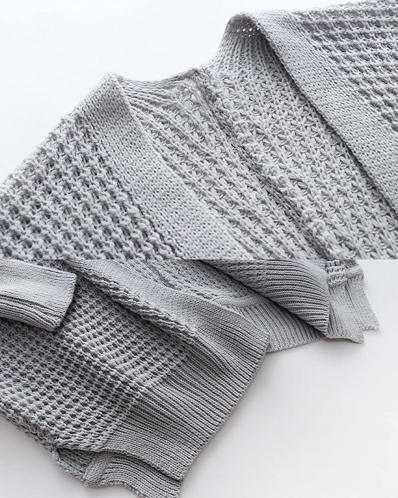 Women's Chunky Knit Waffle Cardigan - Open Front Long Sleeve Batwing Sweater with Ribbed Cuffs | Casual Loose Fit Coat for Fall & Winter | Perfect for Office, Coffee Dates and Cozy Evenings