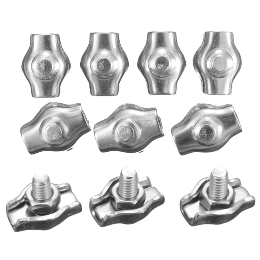 10pcs 2mm 304/A2 Stainless Steel Wire Rope Clamps - Heavy Duty Cable Grips for Marine, Rigging, DIY Projects & Outdoor Use