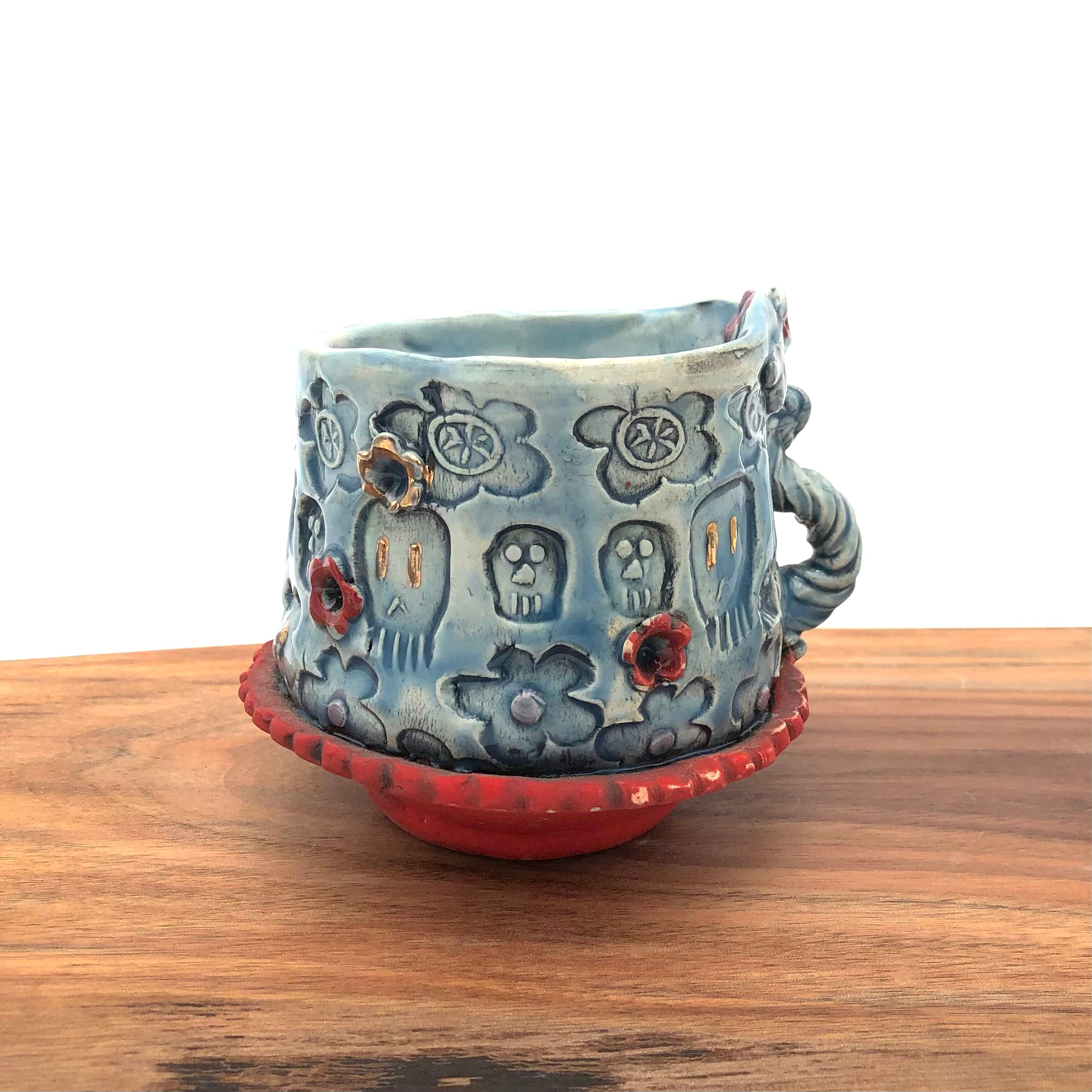 Susan Speck Tea Bowl - Skullishious Series Ceramic Cup for Tea, Coffee & Matcha | Unique Handmade Gift for Tea Lovers, Halloween Decor & Gothic Home Decor