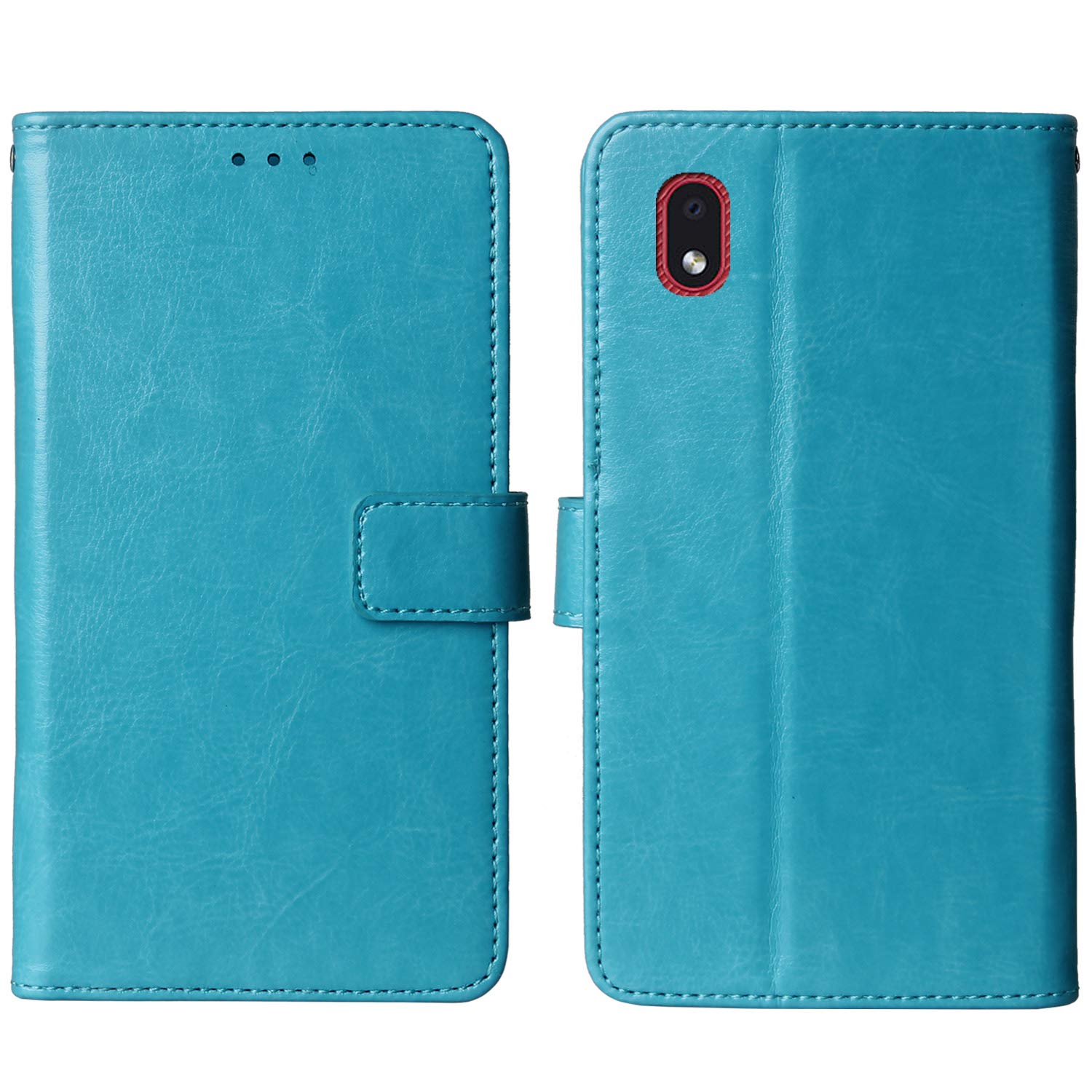 Premium Flip Leather Case for Samsung Galaxy M01 Core - Wallet Stand with Card Slots (Blue) for Business & Travel
