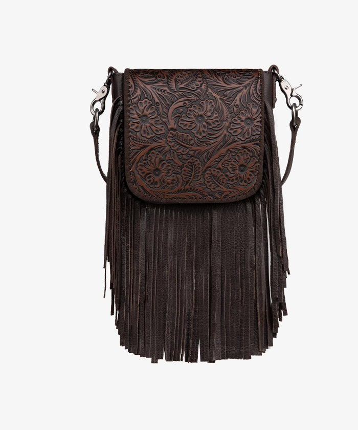 Montana West Genuine Leather Floral Fringe Crossbody Bag for Women - Stylish Boho Shoulder Purse with Adjustable Strap, Perfect for Daily Use, Travel & Festivals