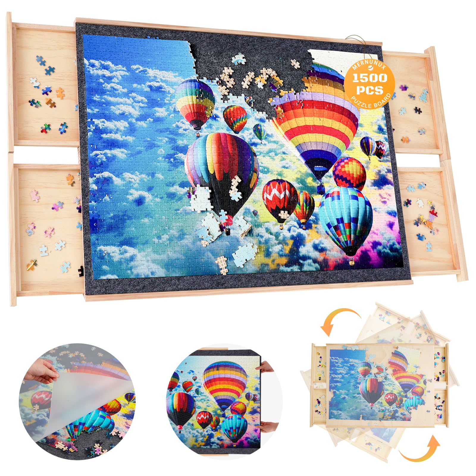 1500 Piece Rotating Puzzle Board with 4 Drawers - 27