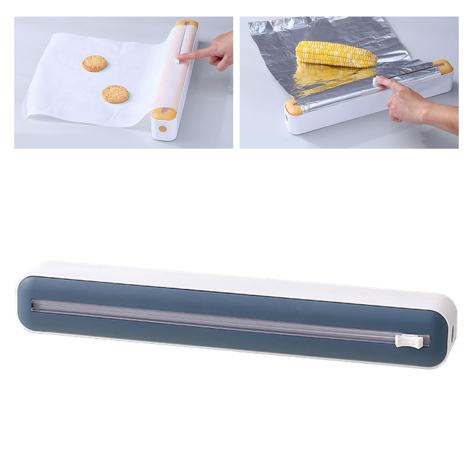 ATORSE® Household Food Wrap Cutter & Dispenser - Aluminum Foil & Cling Film Organizer (Blue & White) | Perfect for Kitchen Storage, Meal Prep & Leftover Food Preservation