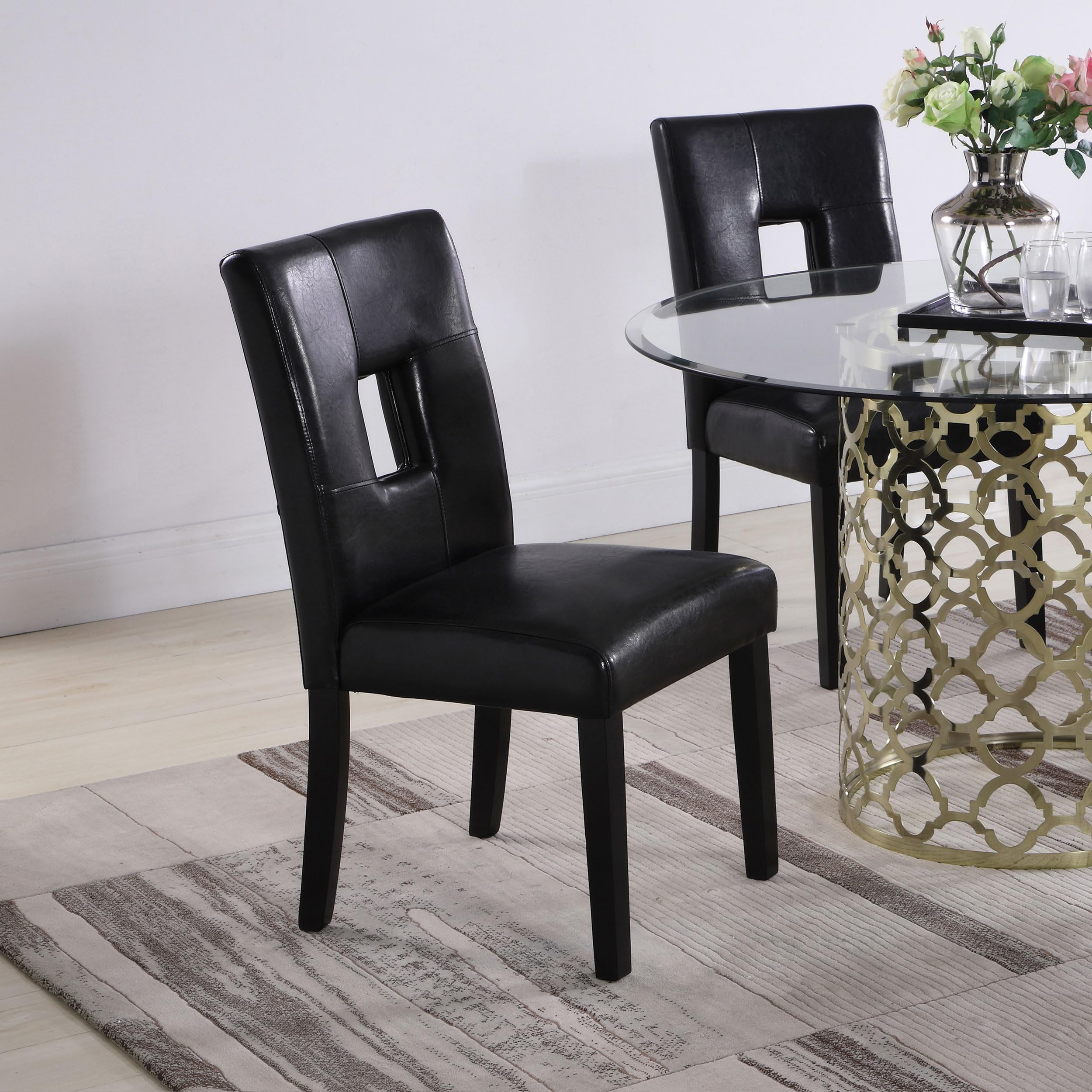 Coaster Newbridge Set of 2 Upholstered Dining Chairs in Black - Modern Kitchen & Dining Room Furniture for Home Decor
