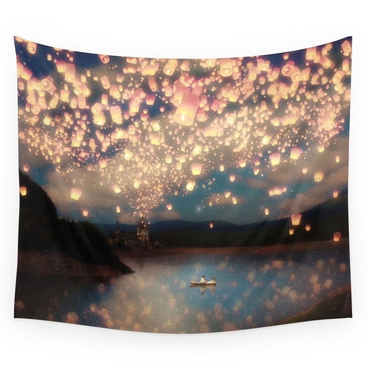 Koongso Love Wish Sky Lanterns Tapestry - Hippie Boho Wall Hanging Decor for Bedroom, Dorm, Beach & Festival (51