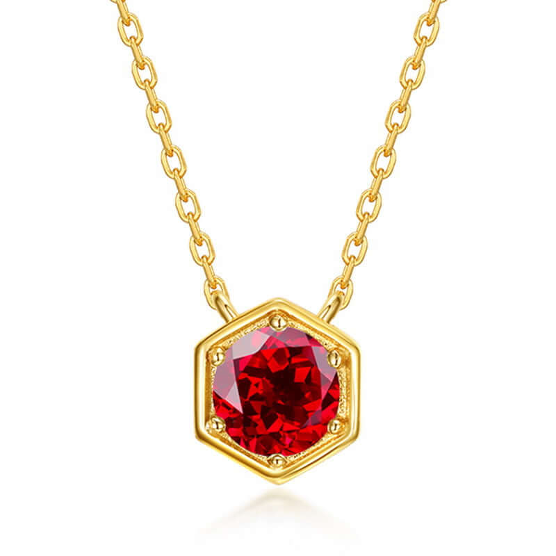 Hexagon Bezel Birthstone Necklace - Personalized Gemstone Jewelry for Women | NL812 | Perfect Gift for Birthday, Anniversary & Mother's Day