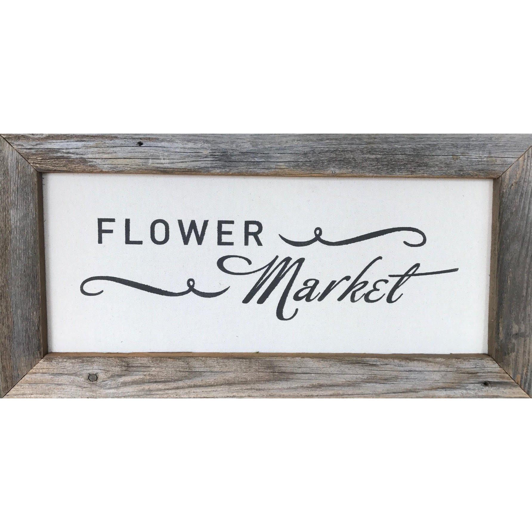 Vintage Reclaimed Wood Framed Canvas Print - Floral Wall Art Decor for Living Room, Bedroom & Office - Handmade Flower Market Painting - Home & Gift Idea