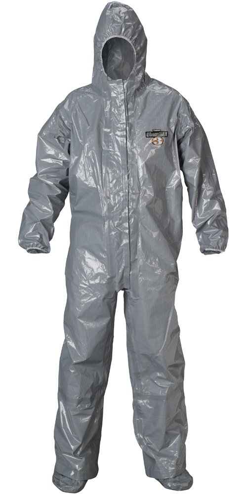 Lakeland ChemMax 3 Disposable Coverall with Respirator-Fit Hood - Heat Sealed Taped Seams, Elastic Cuffs, Double Storm Flap - Size 2XL Gray (6-Pack) - Ideal for Chemical Protection, Industrial Safety & Hazardous Work Environments