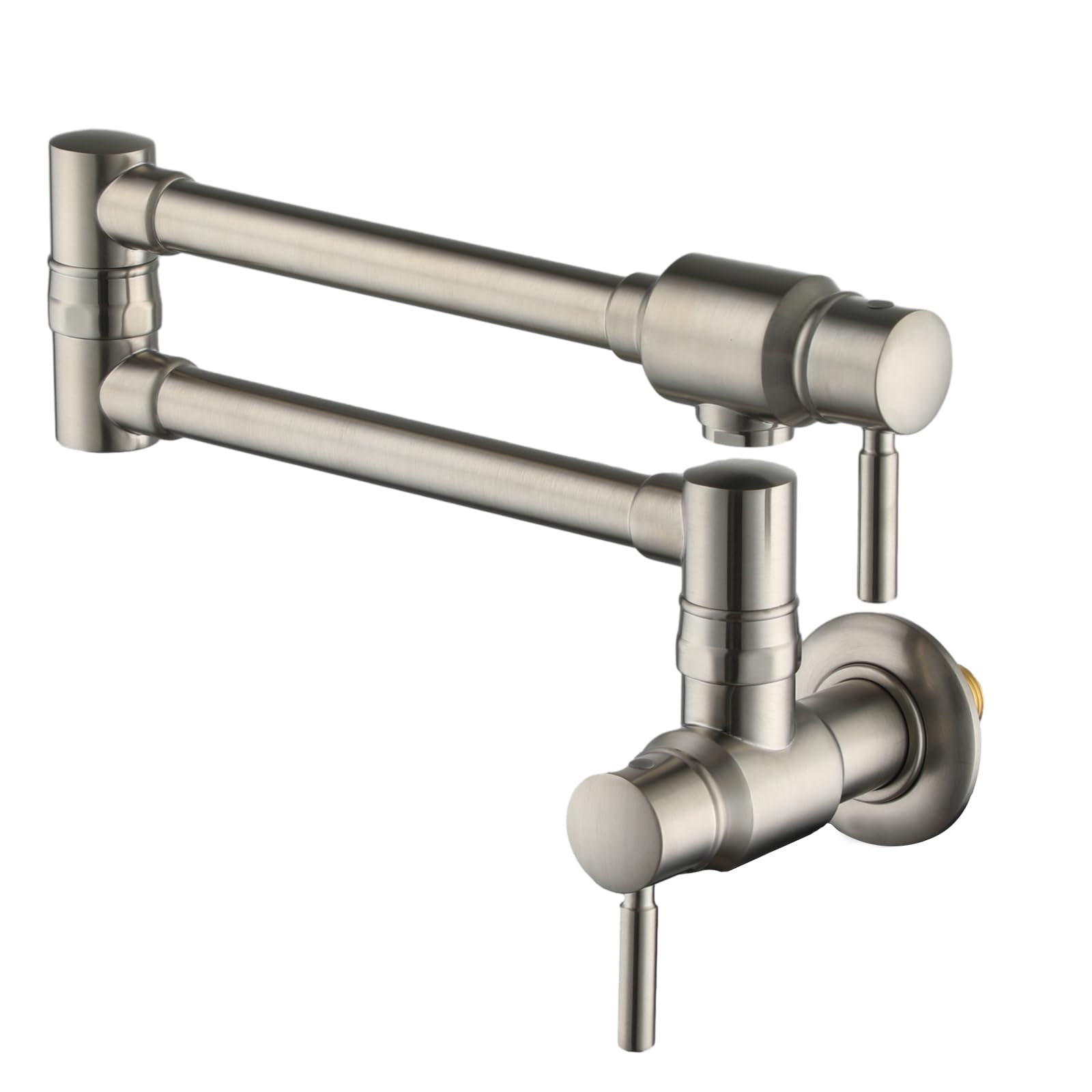 CASAINC Brushed Nickel Commercial Wall Mount Pot Filler Kitchen Faucet - Brass Swing Arm Stove Faucet with Double Joint for Easy Cooking | Perfect for Home Kitchens, Restaurants & Outdoor Cooking Stations