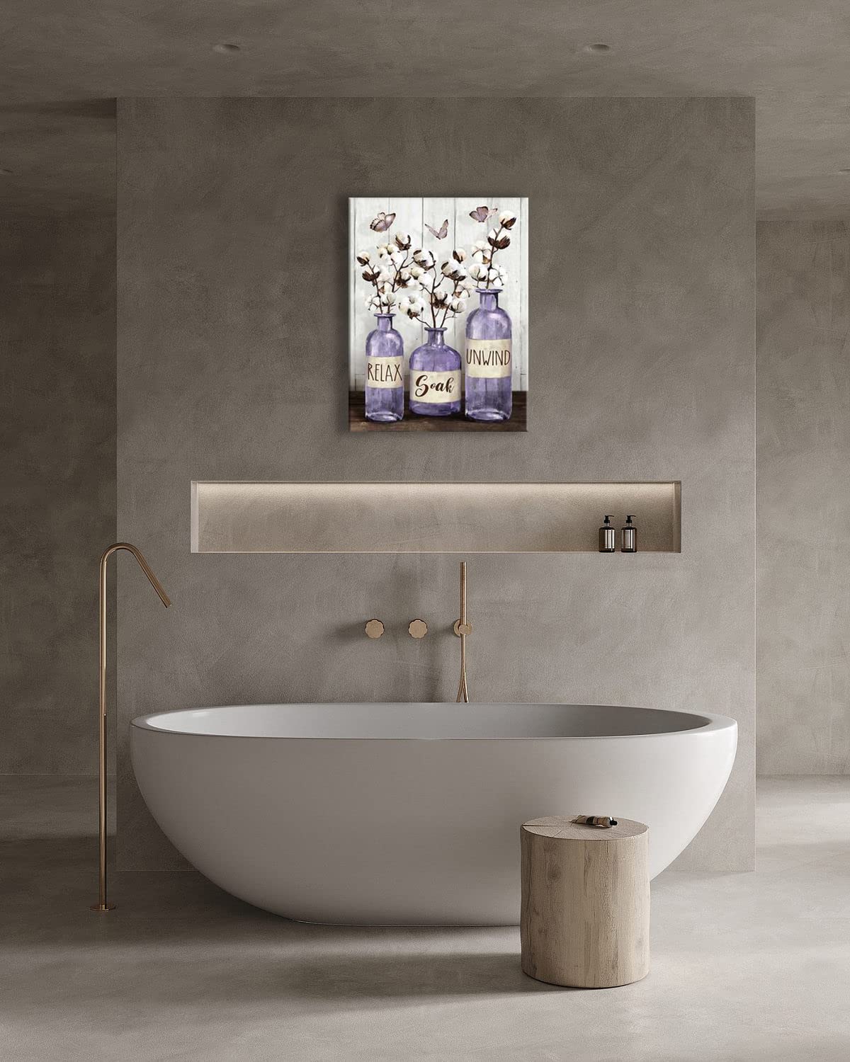 Rustic Farmhouse Bathroom Wall Art - Purple Canvas Prints 16