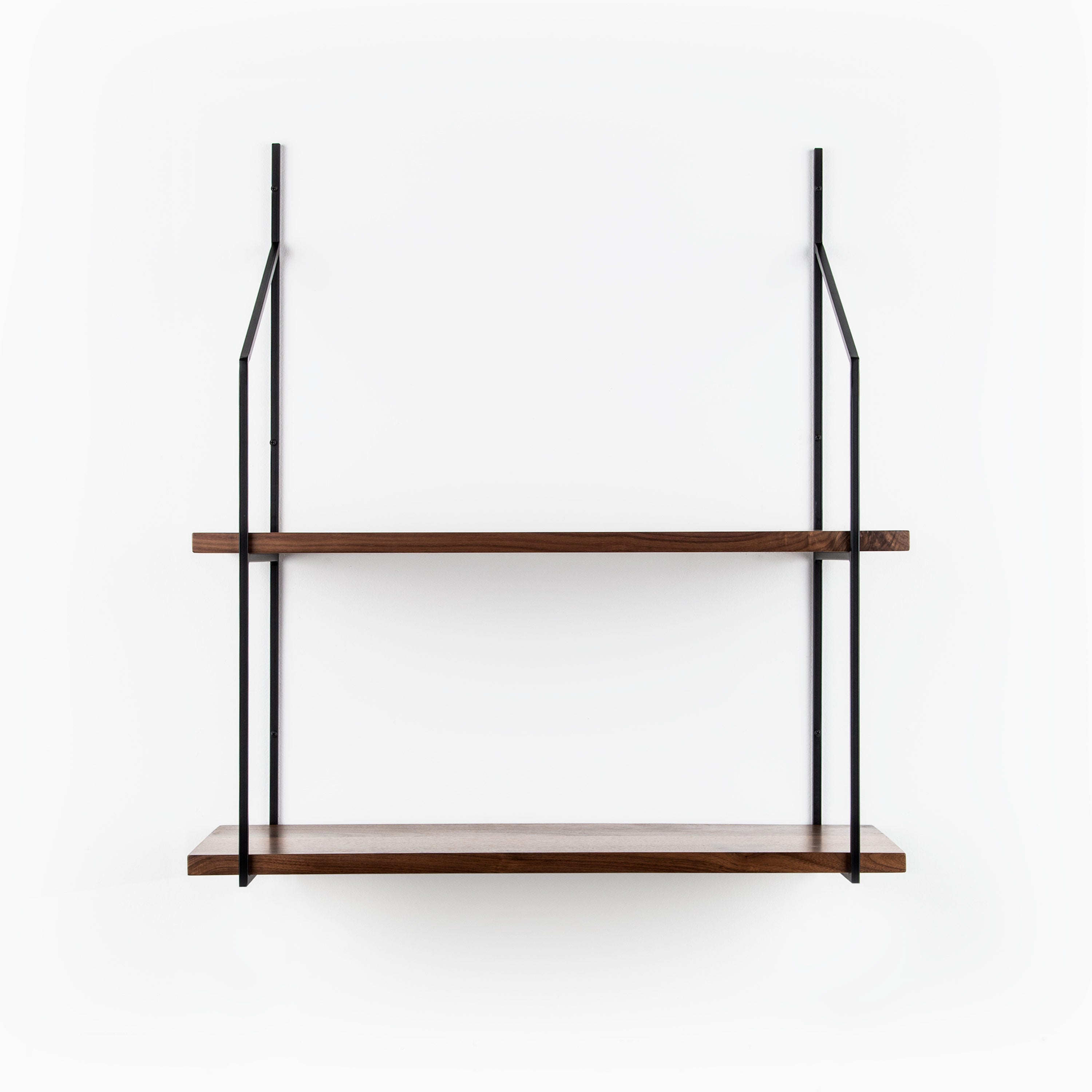 Verne Walnut 2-Tiered Shelf - Rustic Wooden Wall Mounted Display Shelf for Home Decor | Perfect for Living Room, Bedroom & Kitchen Organization