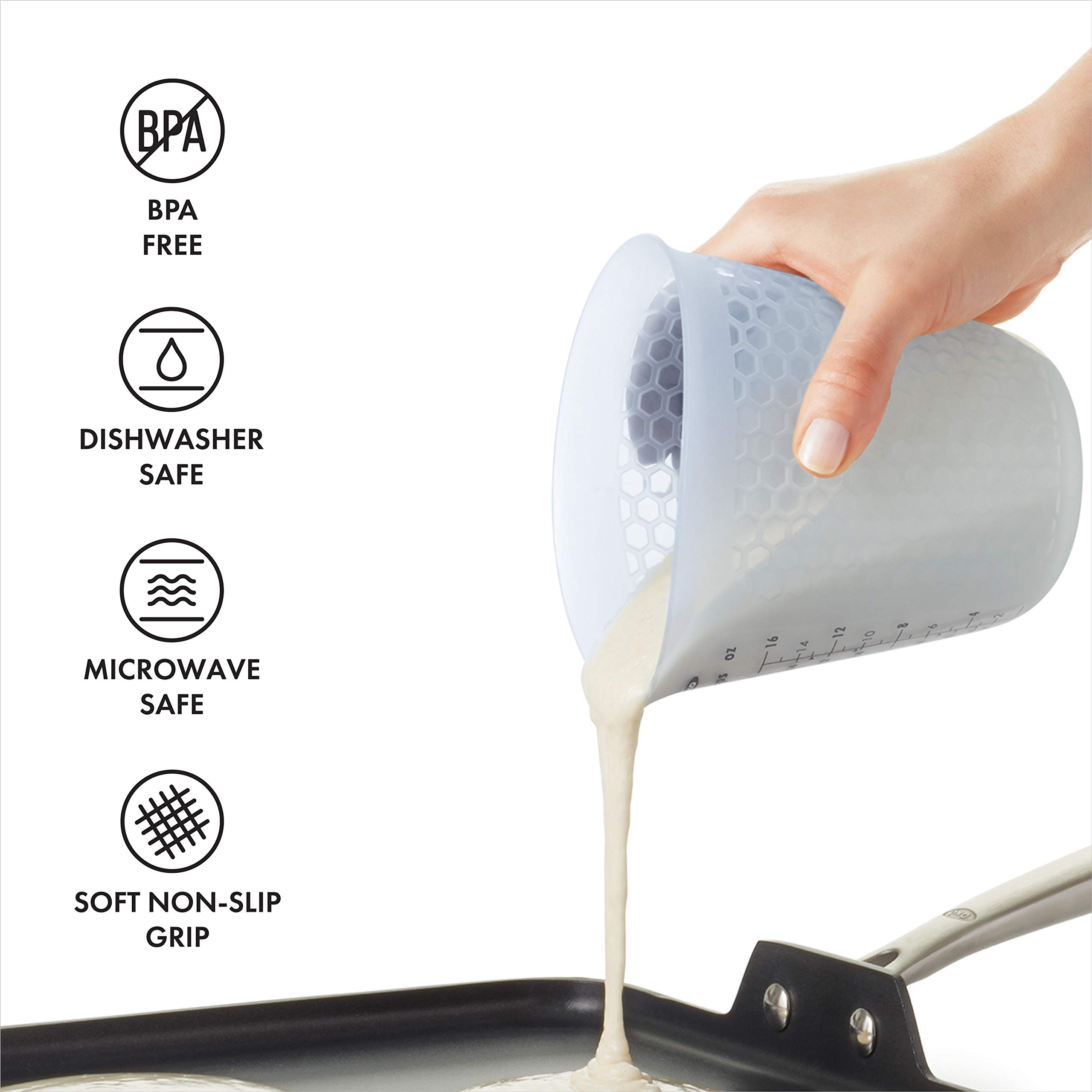 OXO Good Grips 1 Cup Squeeze & Pour Silicone Measuring Cup - Flexible, Durable, and Easy to Clean for Baking, Cooking, and Meal Prep