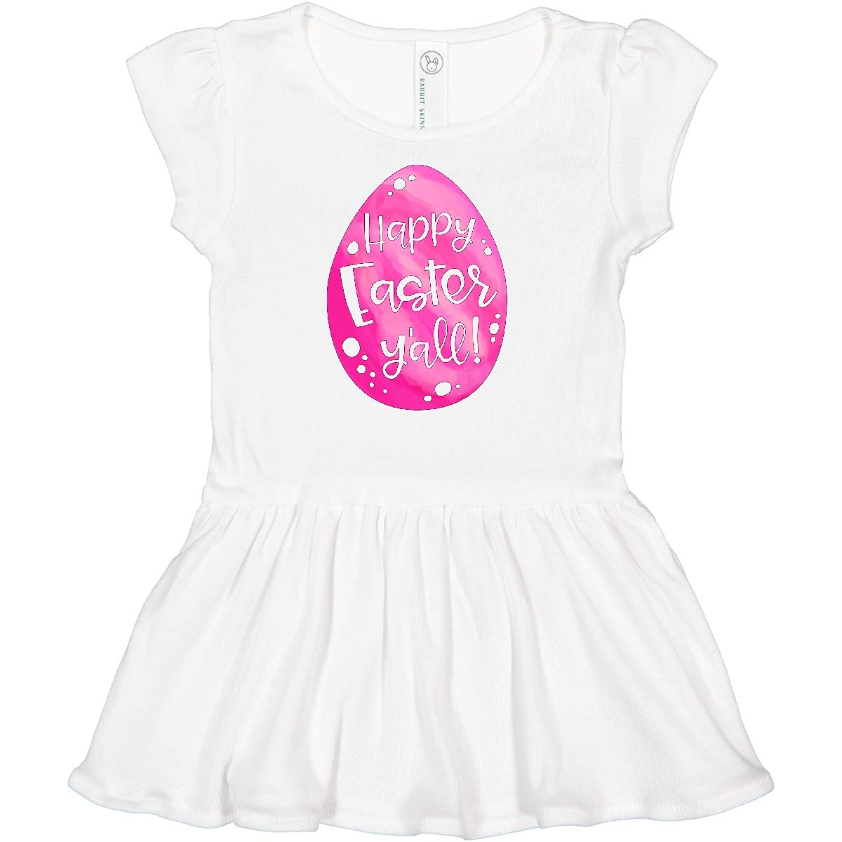 Inktastic Happy Easter Y'all Pink Easter Egg Baby Dress - Adorable Outfit for Easter Photos, Church, and Family Gatherings