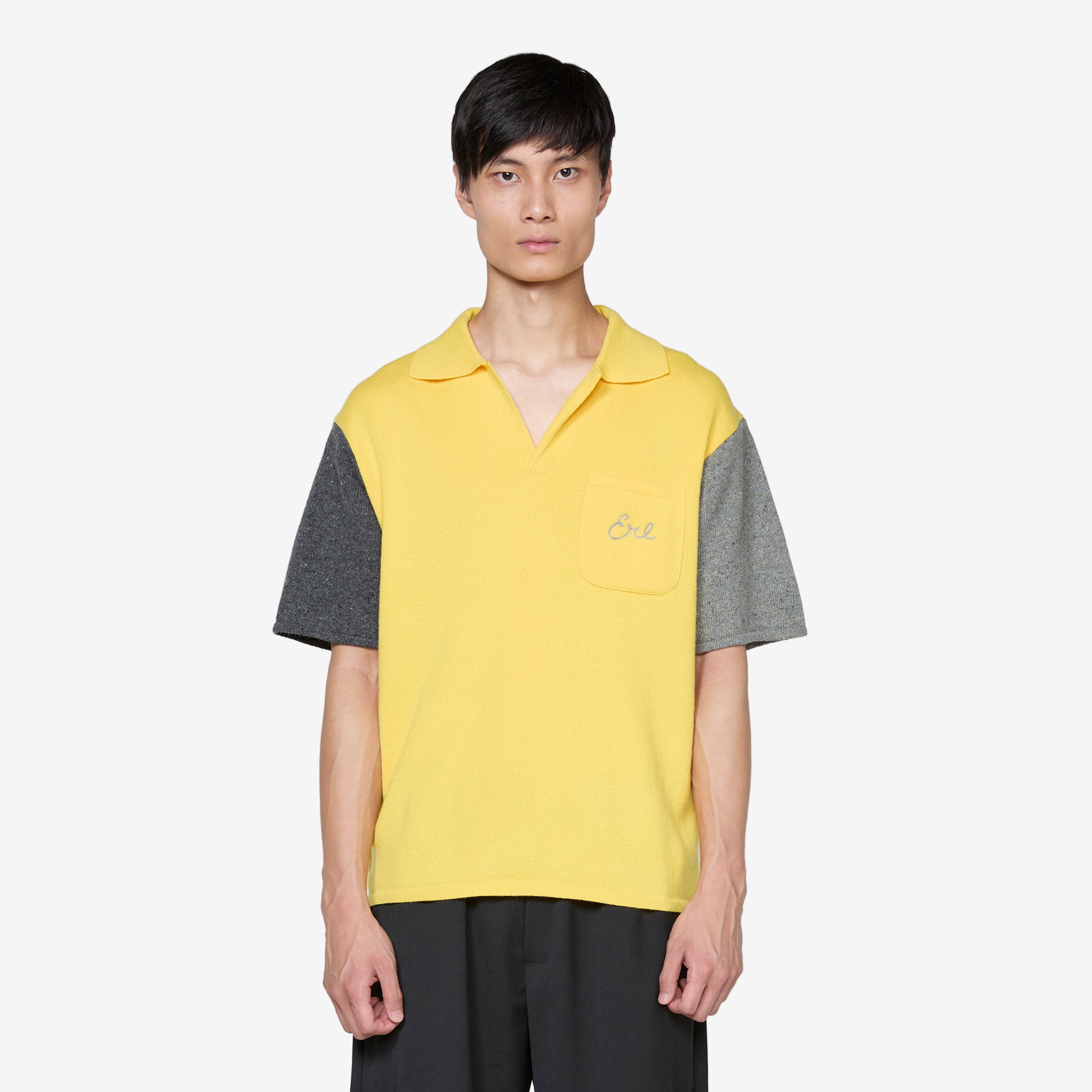 Men's Bicolor Polo Shirt with Embroidered Logo - Yellow Casual Short Sleeve Shirt for Golf, Work & Summer Outfits