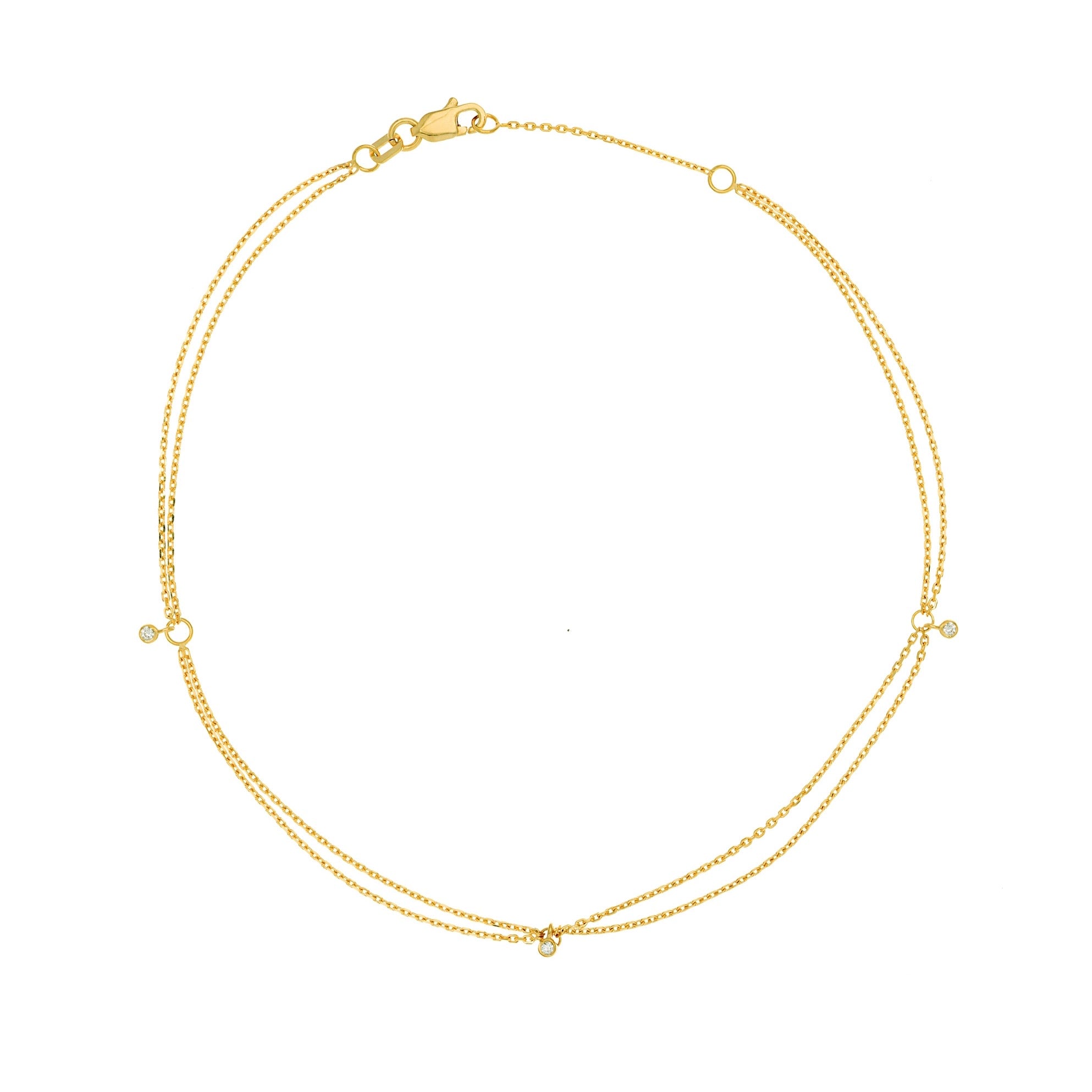 14K Gold Double Draped Diamond Anklet Bracelet - Elegant & Dainty Jewelry for Women, Perfect for Weddings, Parties & Everyday Wear