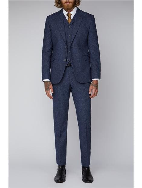 Gibson Blue Tweed Slim Fit Jacket for Men - Classic Wool Blazer with Notch Lapel - Perfect for Business, Office, and Formal Occasions