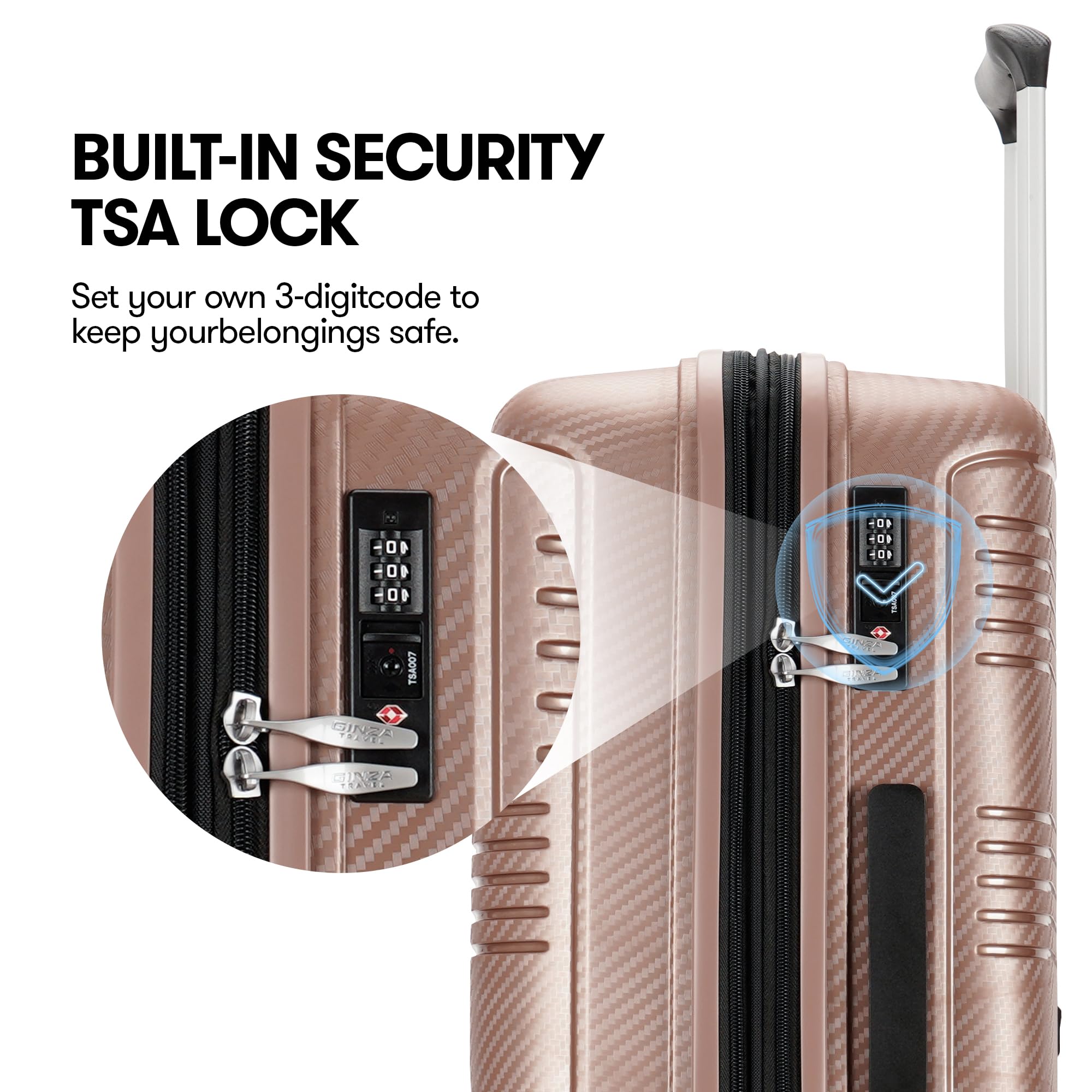 3 Piece Luggage Set for Women - Durable Expandable Spinner Suitcases with TSA Lock (20in 25in 29in) Rose Gold - Perfect for Travel, Business Trips & Vacations