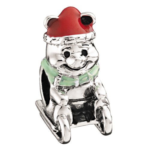 Authentic Chamilia Disney Sledding Winnie the Pooh Charm Bracelet Pendant - 2020-0560 | Perfect for Jewelry Making, Bracelet Stacking & Disney Fan Gifts