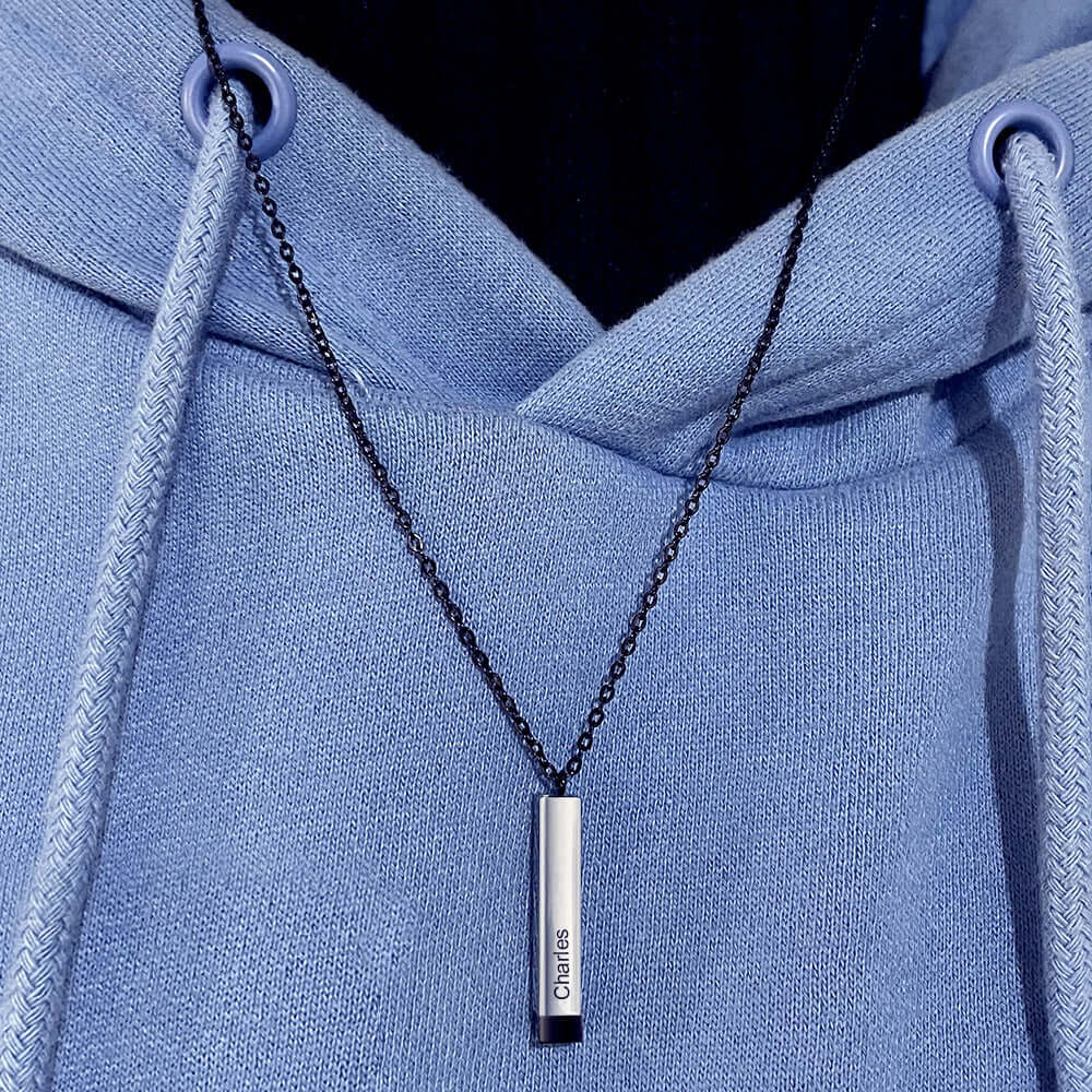 Custom Name Necklace with Vertical Stick Bar Engraving - Personalized Jewelry Gift for Women | D0002 | Perfect for Anniversaries, Birthdays & Valentine's Day