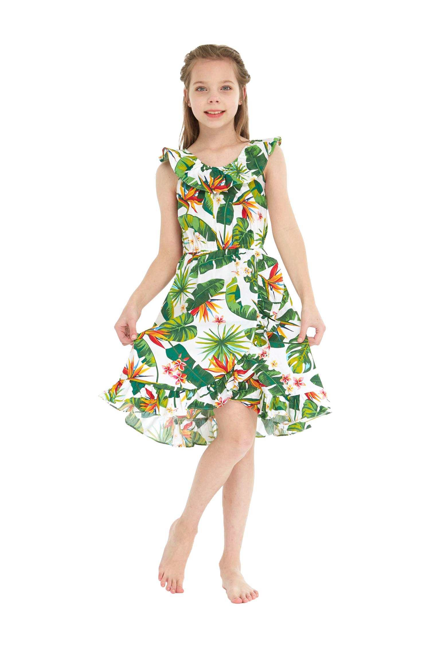 Hawaiian Luau Outfits for Family - Matching Tropical Shirts & Dresses for Men, Women, Boys & Girls with Bird of Paradise Print | Perfect for Beach Parties, Summer Vacations & Hawaiian Theme Events