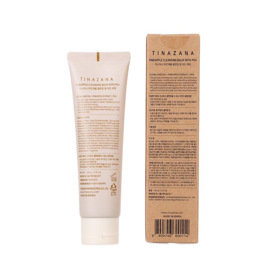 TINAZANA Pineapple PHA Cleansing Balm - 100g Gentle Exfoliating Face Wash for Sensitive Skin | Perfect for Daily Makeup Removal & Deep Pore Cleansing