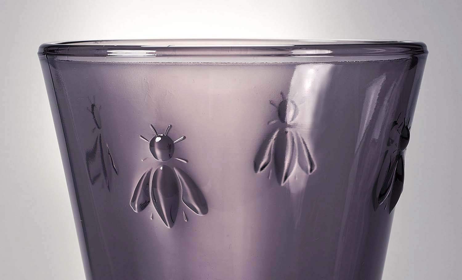La Rochere Bee Set of 6 Glass Tumblers - Elegant Purple Eggplant Design - Perfect for Iced Tea, Cocktails & Home Decor