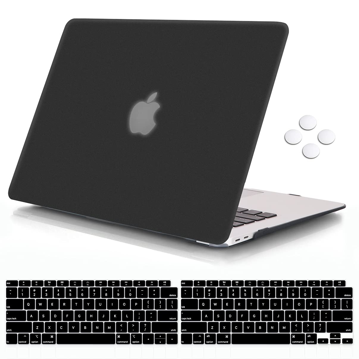 iCasso Hard Shell Case Cover & Keyboard Cover for MacBook Air 13 inch (2021-2018 Release A2337/A1932/A2179) - Compatible with Touch ID Retina Display, Protective Laptop Case (Black) - Perfect for Work, Travel & School