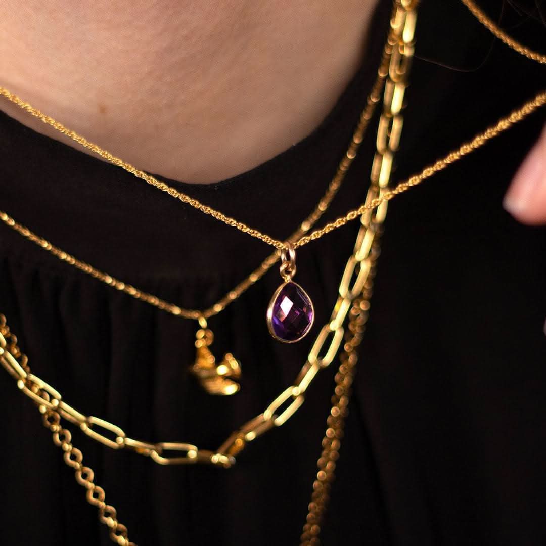 Amethyst Charm Necklace - 14K Gold February Birthstone Jewelry for Women | Perfect Gift for Valentine's Day, Anniversary & Special Occasions