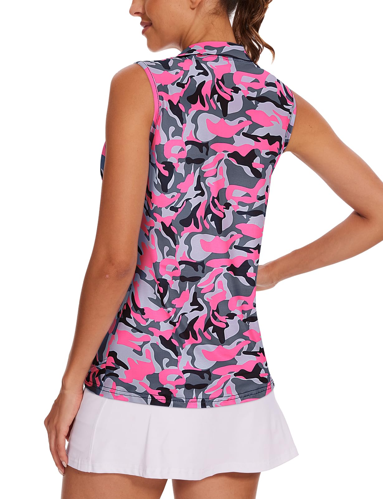 Tanst Sky Women's Sleeveless Quick-Dry Zip-Up Golf Shirt - Moisture Wicking Workout & Tennis Top with Pockets - Perfect for Golf, Tennis, Gym & Outdoor Activities