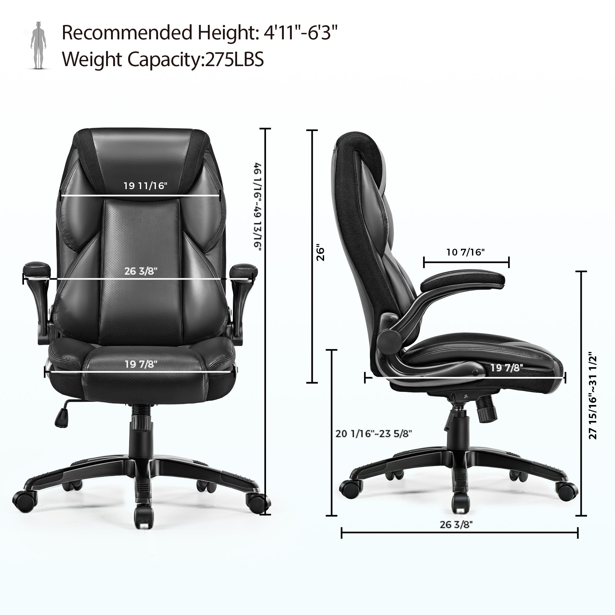 Premium Galene Faux Leather Office Chair - Ergonomic Executive Desk Chair with Adjustable Height & Lumbar Support - Perfect for Home Office, Gaming & Workspace