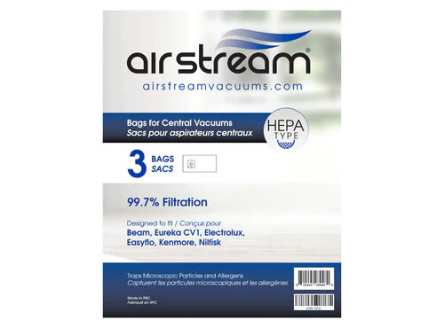 Airstream Centra Vac Bags - Premium Vacuum Cleaner Bags for Efficient Dust Collection | Ideal for Home Cleaning, Pet Hair Removal & Allergen Control