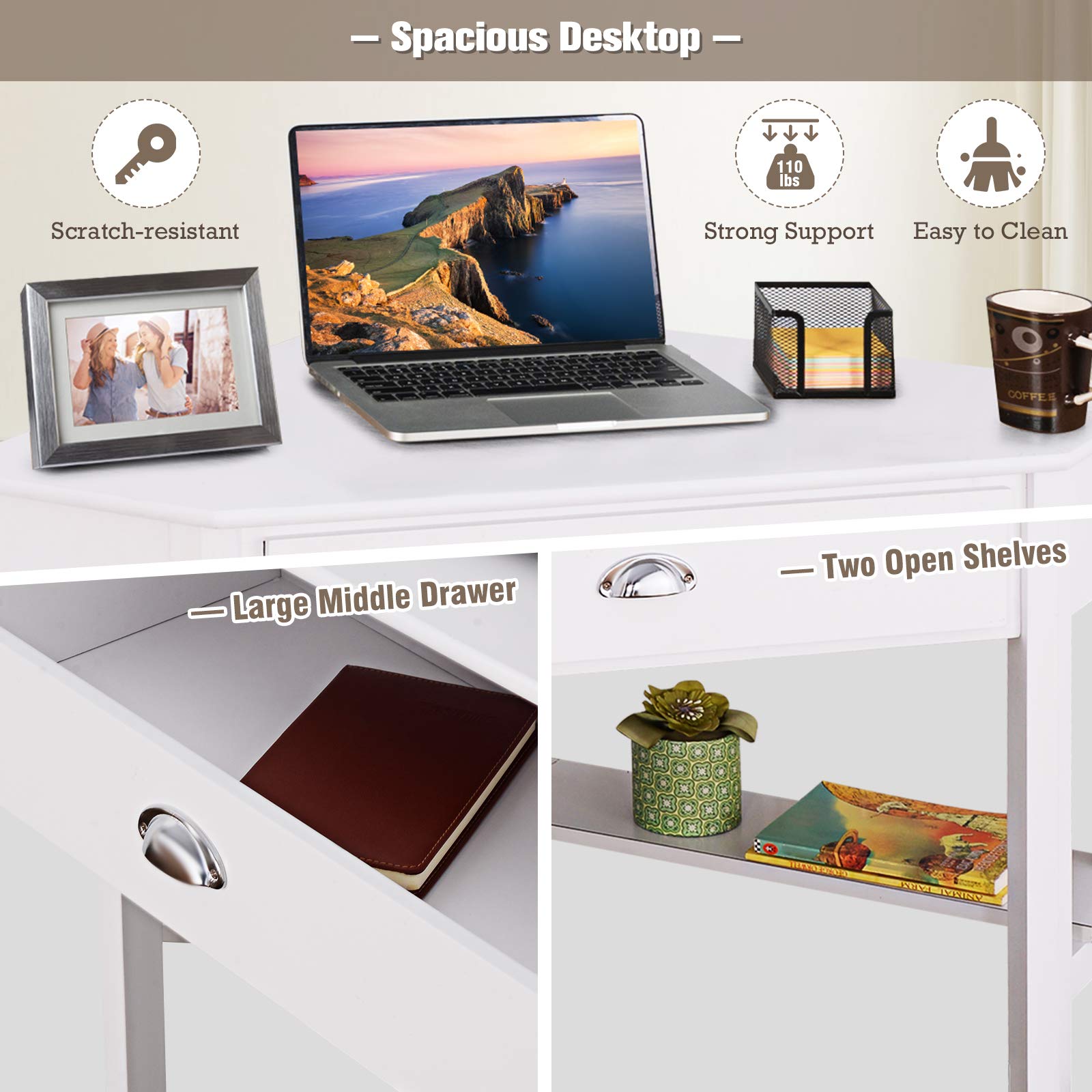 Giantex White Storage Cabinet with Drawer and Shelf - Perfect for Bedroom, Living Room, or Office Organization