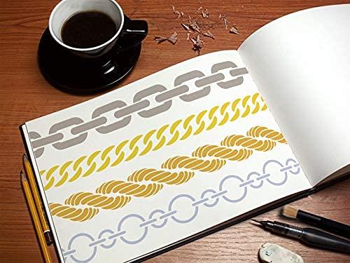 Durable Reusable Stencil Set for Drawing & Painting - 4-Pack Stencil Chains for Wall Art, Fabric, Furniture Décor & DIY Crafts - Perfect for Home Decor, Scrapbooking & Creative Projects