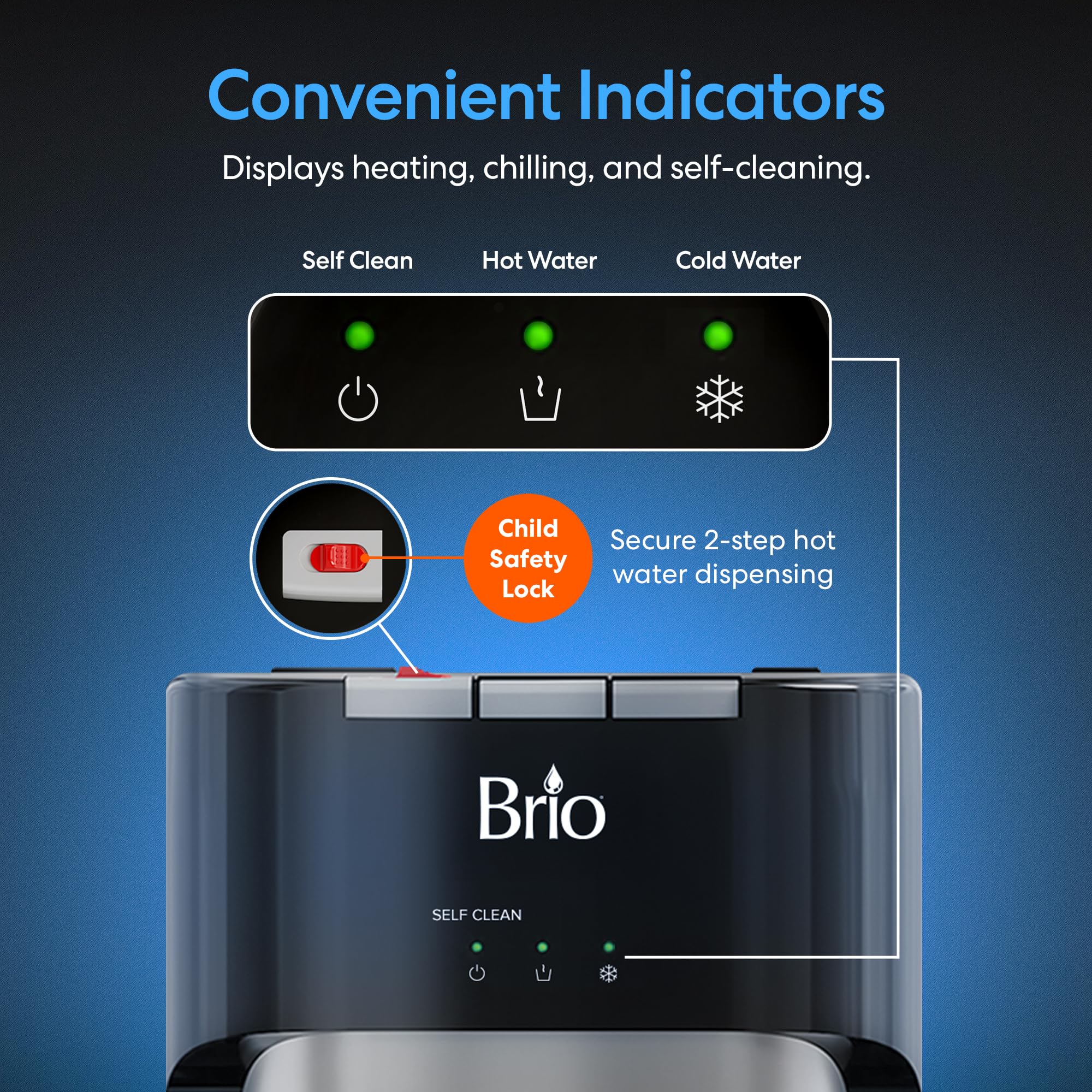 Brio Commercial Grade Bottleless Reverse Osmosis Water Cooler Dispenser with Ultra Safe Filtration - 3 Temperature Settings (Hot, Cold & Room) - UL Certified for Office & Home Use - Perfect for Kitchens, Break Rooms and Workplaces