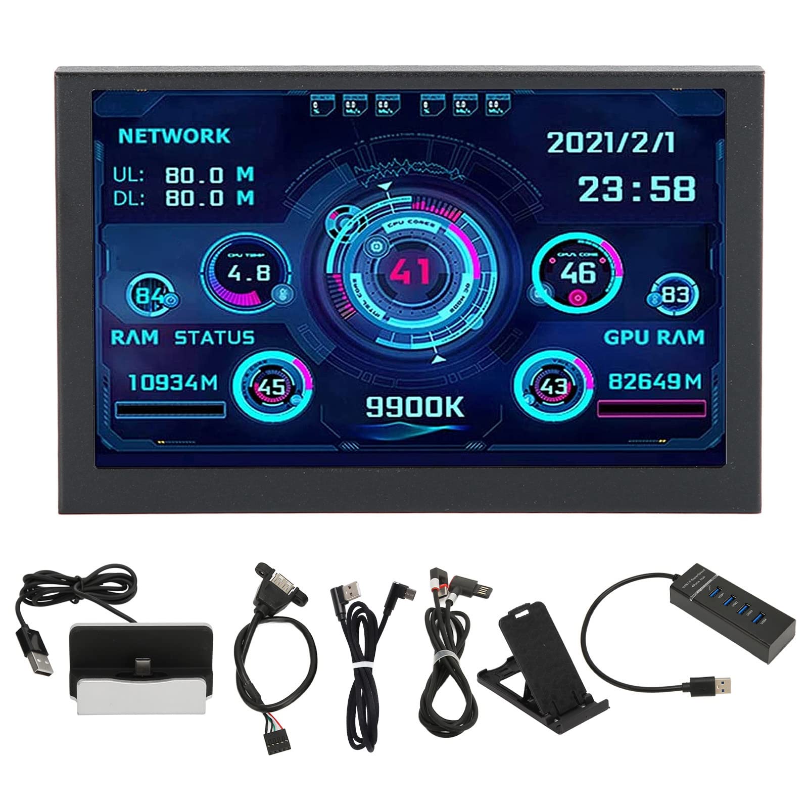 5in PC Temperature Monitor - AIDA64 CPU RAM Data Display for Windows, USB Mini IPS Screen for ARGB Computer Case | Real-Time PC Performance Tracking for Gaming & Workstations