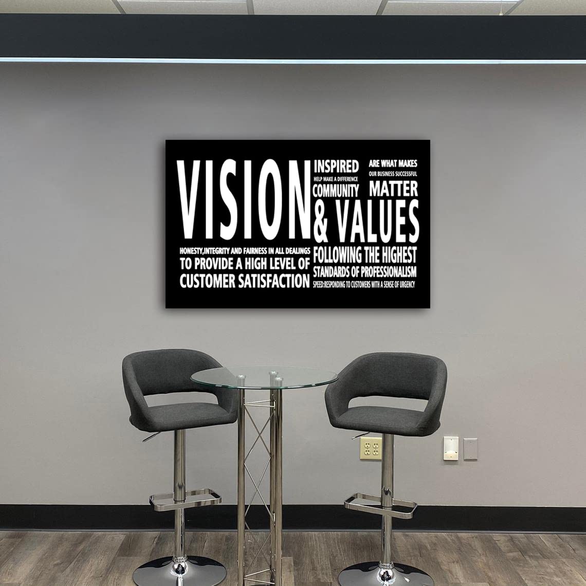 Vision & Values Motivational Office Wall Art - Inspirational Business Quotes Canvas Painting for Modern Workspace, Large Framed Decor Easy to Hang - Perfect for Office, Conference Room & Home Office Decor