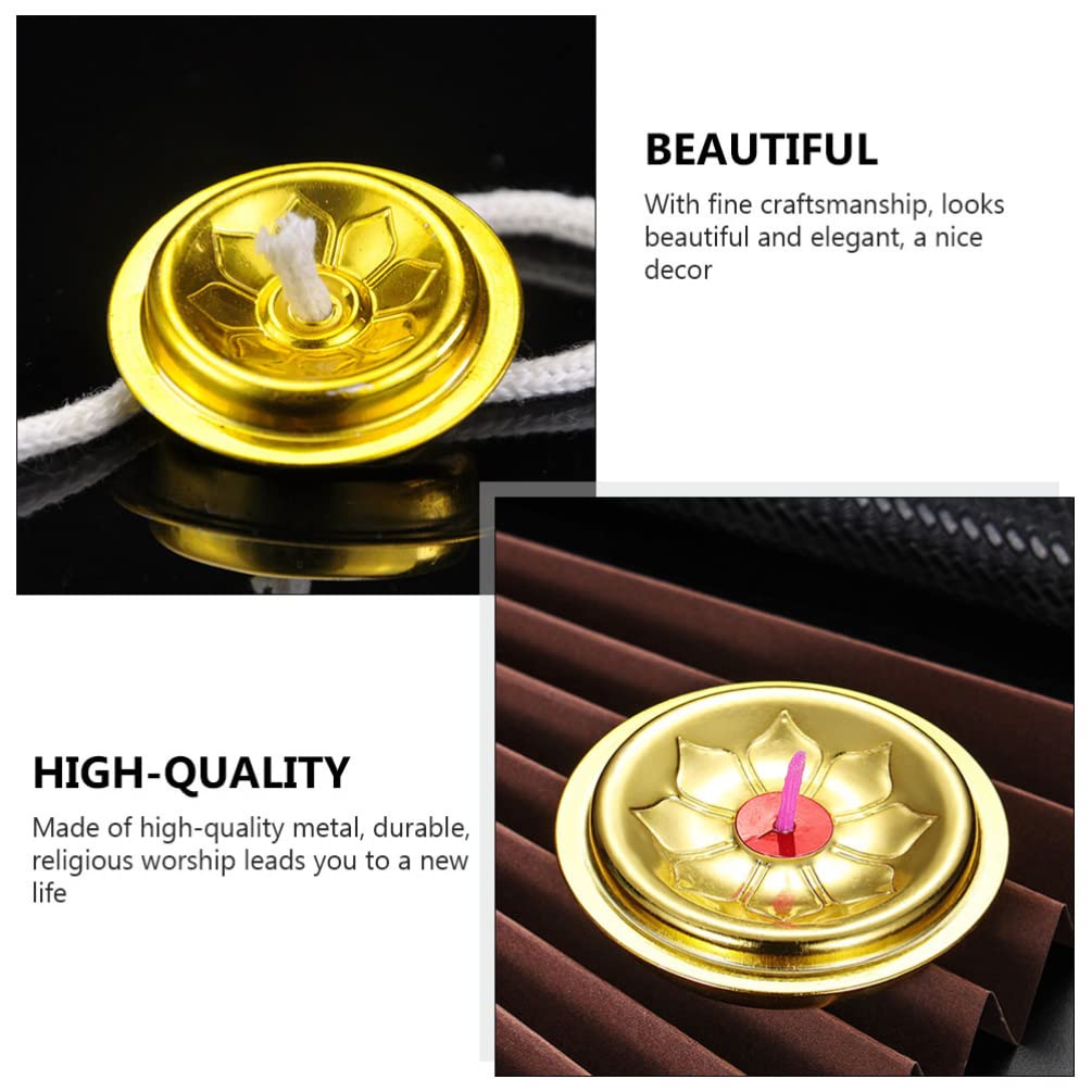 6Pcs Brass Candlestick Holders - Floating Ghee Lamp & Oil Candle Holders for Meditation, Buddhist Altar & Home Decor - Elegant Metal Stand for Spiritual Practice & Relaxation