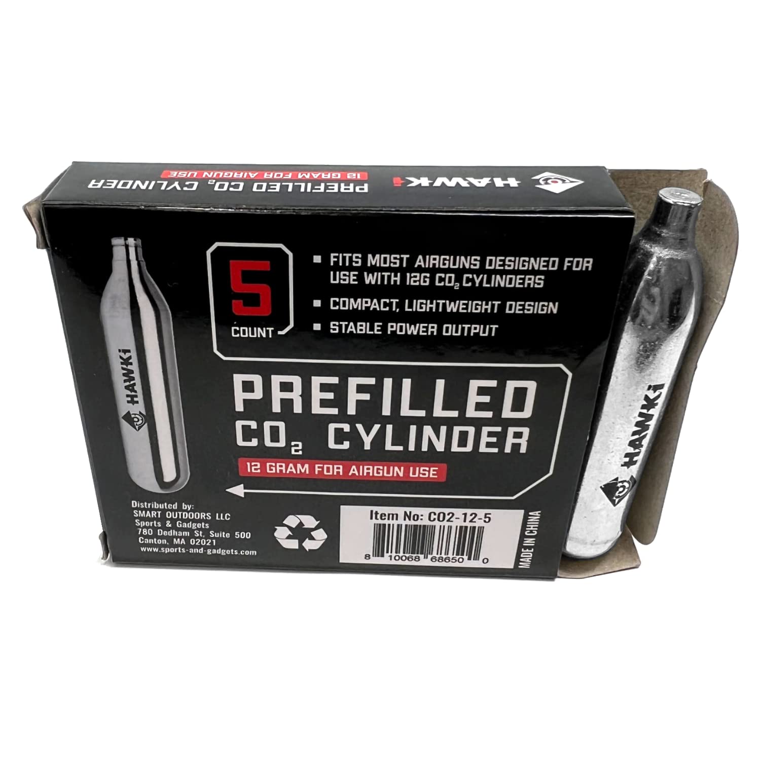 Hawki 12 Gram CO2 Cartridges - Premium Refills for Air Guns, BB Guns, Airsoft Pistols & Paintball Markers | Perfect for Target Shooting, Hunting & Outdoor Sports