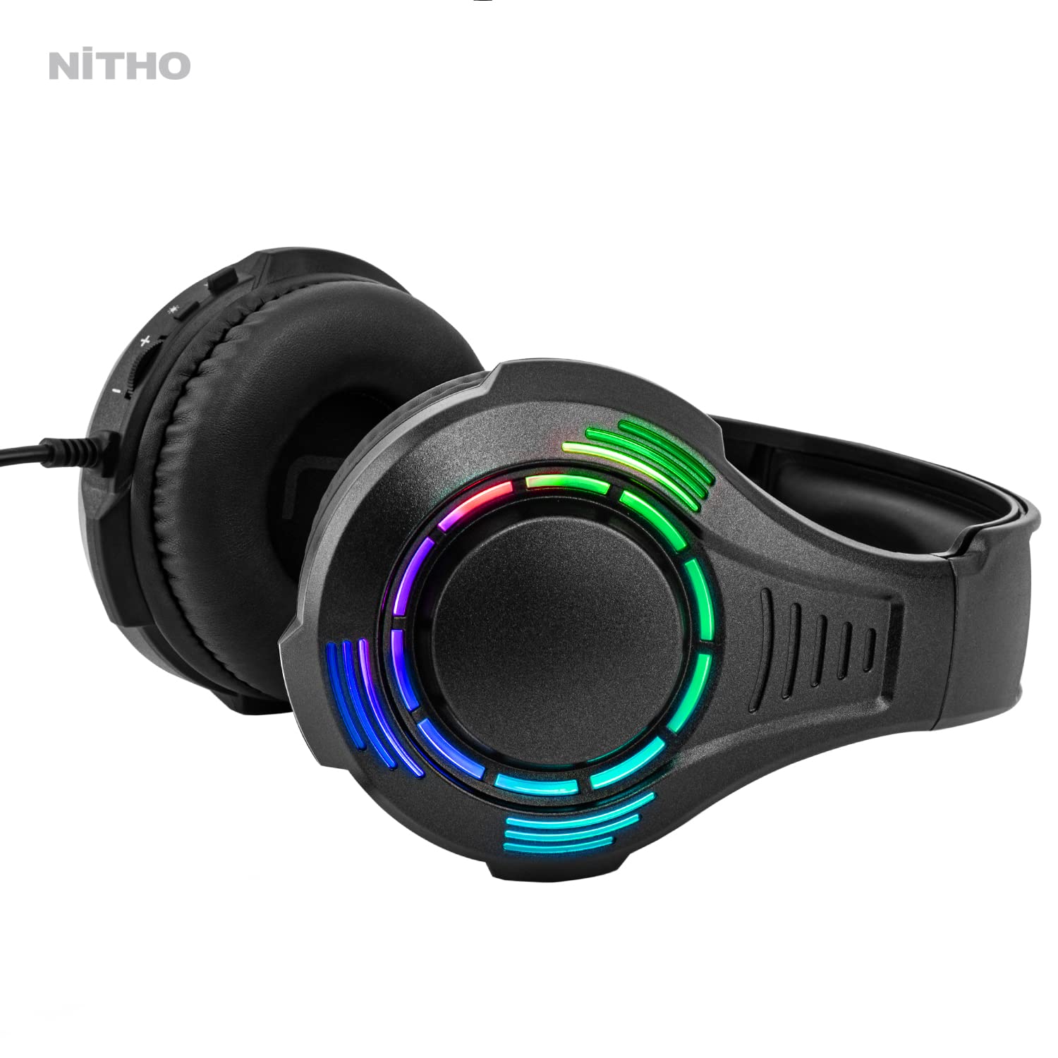 NITHO Spectra Over-Ear Gaming Headset with Flip-Up Mic & RGB Lights for PC, PS4, PS5, Xbox One, Xbox Series X/S, Tablet & Mobile - Black | Perfect for Competitive Gaming & Streaming