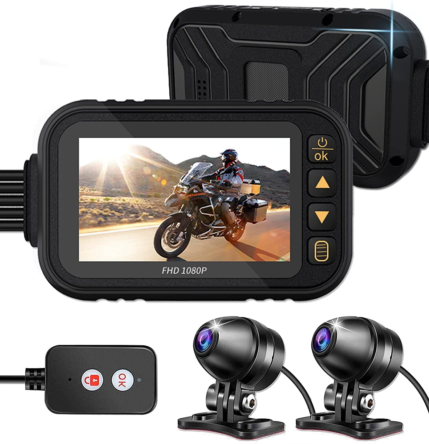 OBEST 1080P Waterproof Motorcycle Dash Cam - 3.0