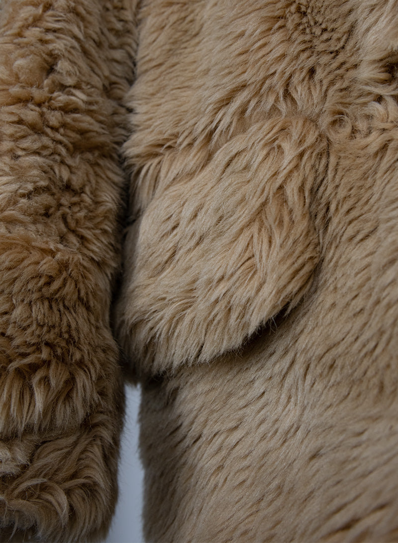 Miu Miu Beige & Lilac Teddy Coat Size 38 | Women's Luxury Winter Jacket for Fashion Outfits & Cold Weather