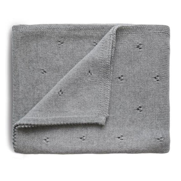 Mushie Knitted Pointelle Baby Blanket - Soft Organic Cotton Newborn Swaddle & Stroller Blanket for Boys Girls - Perfect for Nursery, Travel & Photo Shoots
