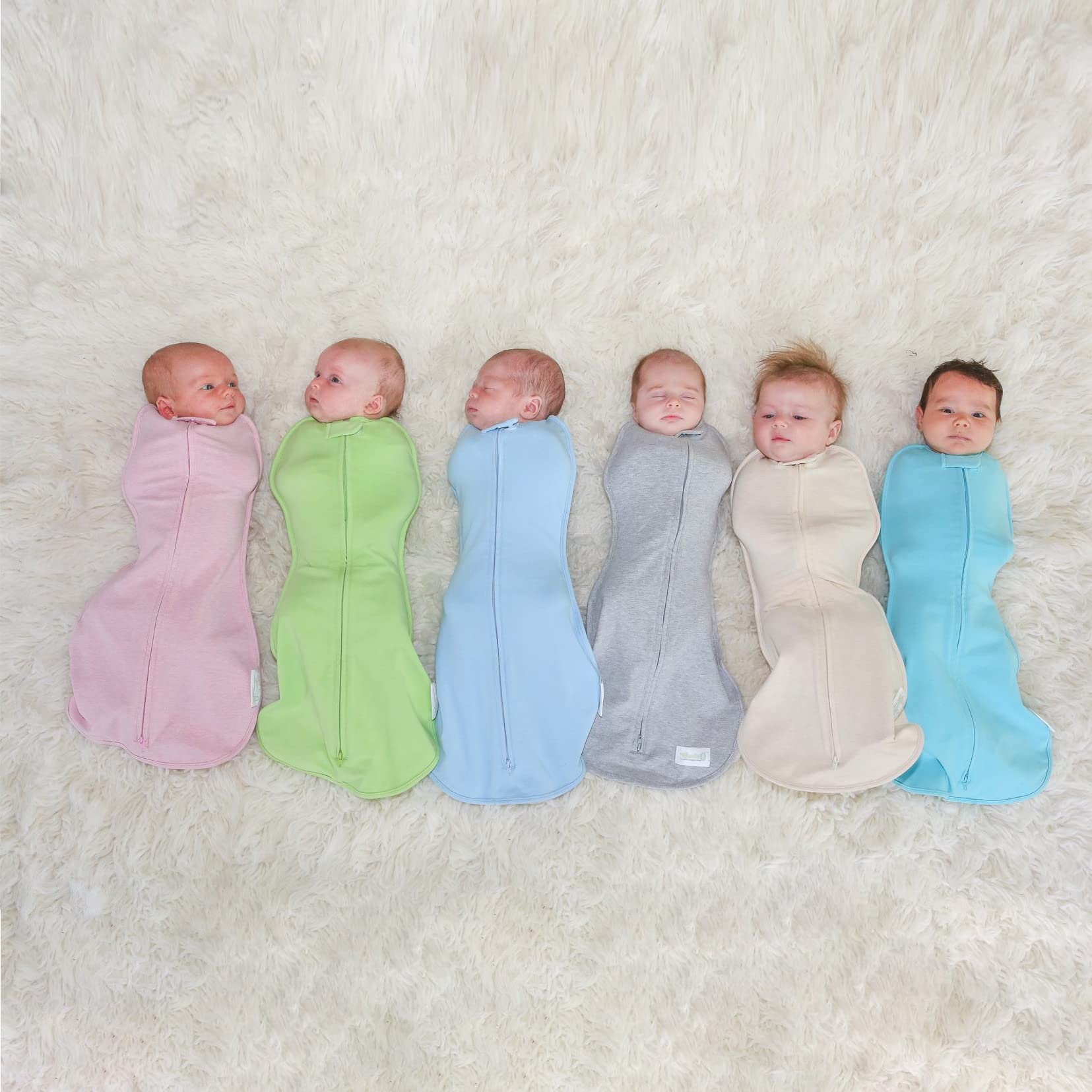 Woombie Original Baby Swaddling Blanket - Soft Cotton Wearable Swaddle Wrap for Newborns 5-13 lbs - Soothing Sleep Aid with Twilight Stripes Design - Perfect for Nursery, Travel & Calming Fussy Babies