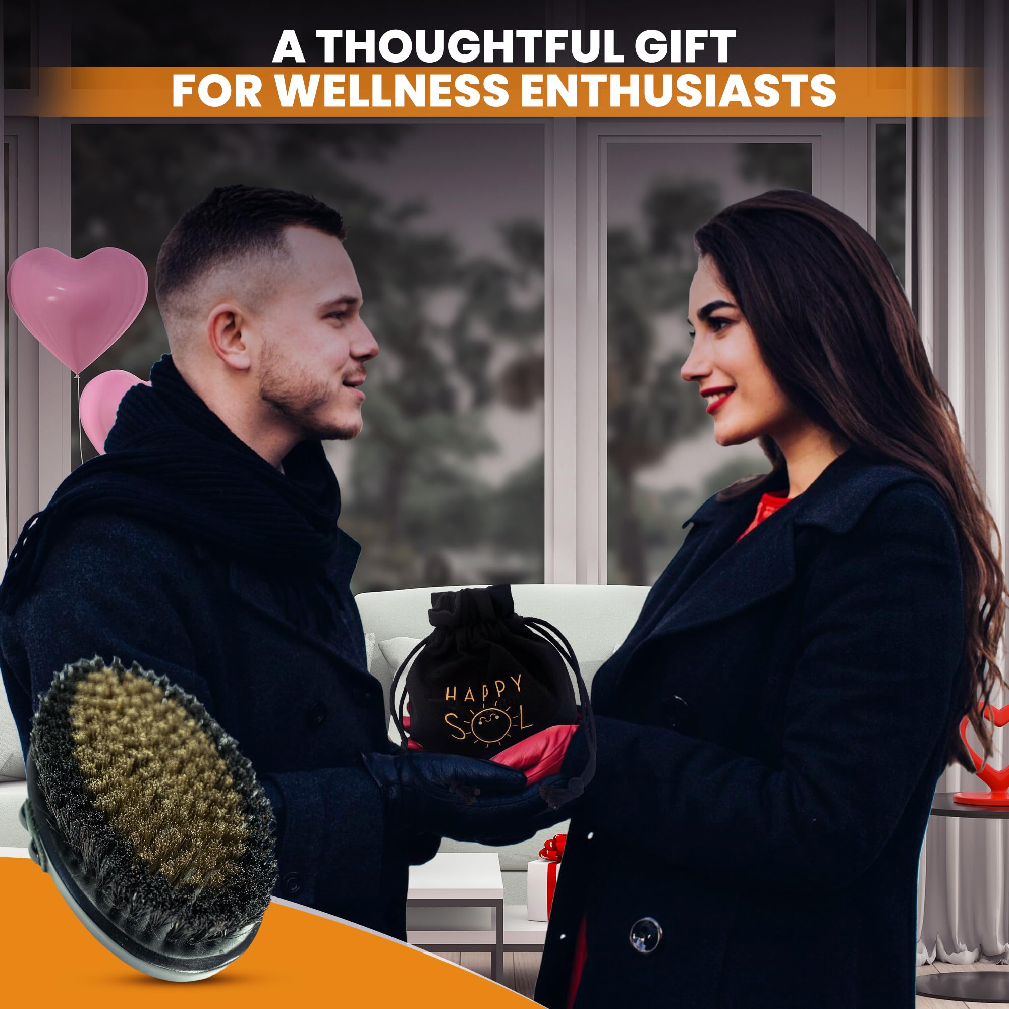 Copper Dry Brush for Body - Exfoliating Skin Brush with Ion Charged Copper Bristles for Lymphatic Drainage, Blood Circulation & Glowing Skin | Perfect for Cellulite Reduction, Detox & Spa Self Care at Home