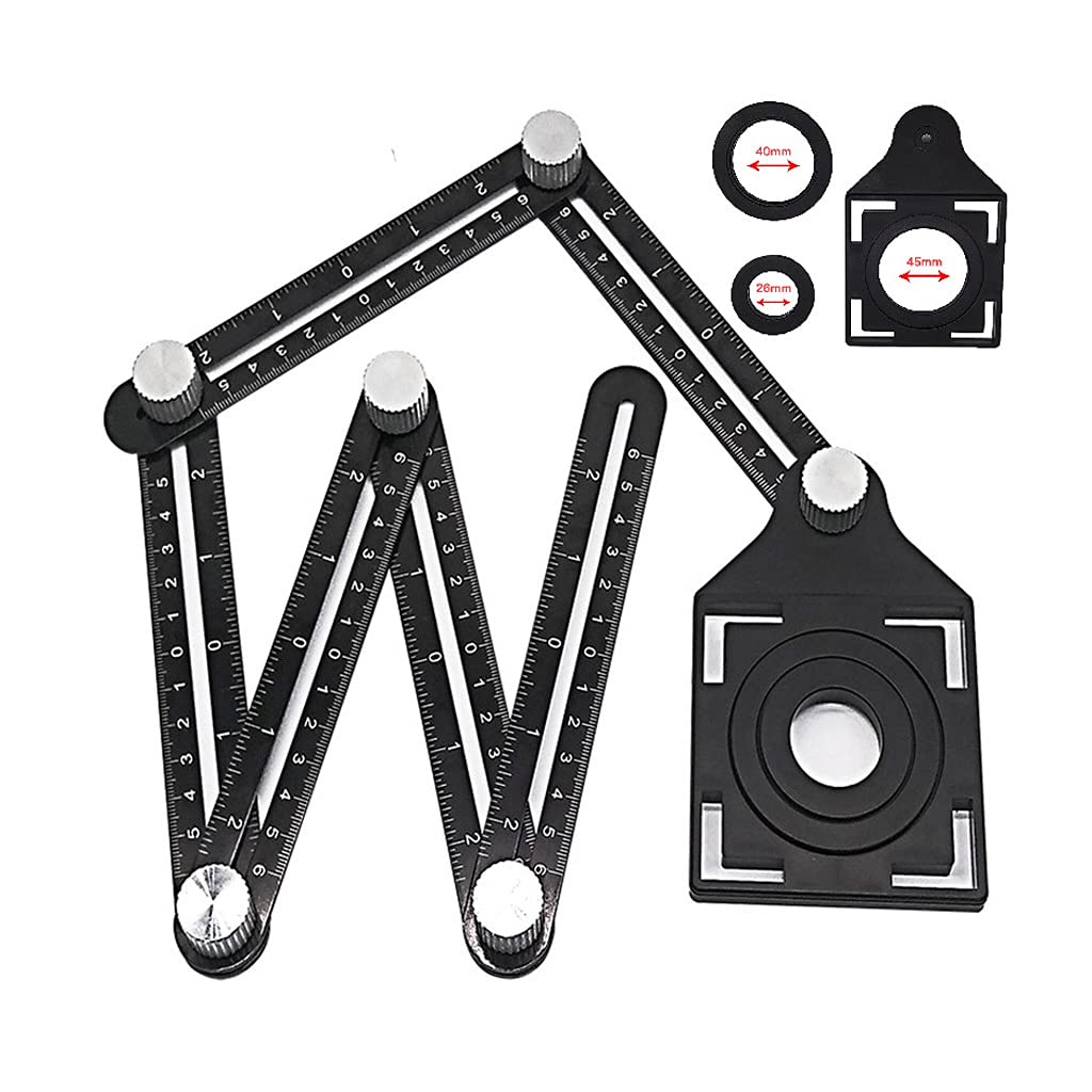 Universal Ceramic Tile Hole Locator - 6-Fold Stainless Steel Multifunctional Masonry Tile Ruler Tool (2 Pack) - Perfect for DIY Home Renovation & Professional Tile Installation