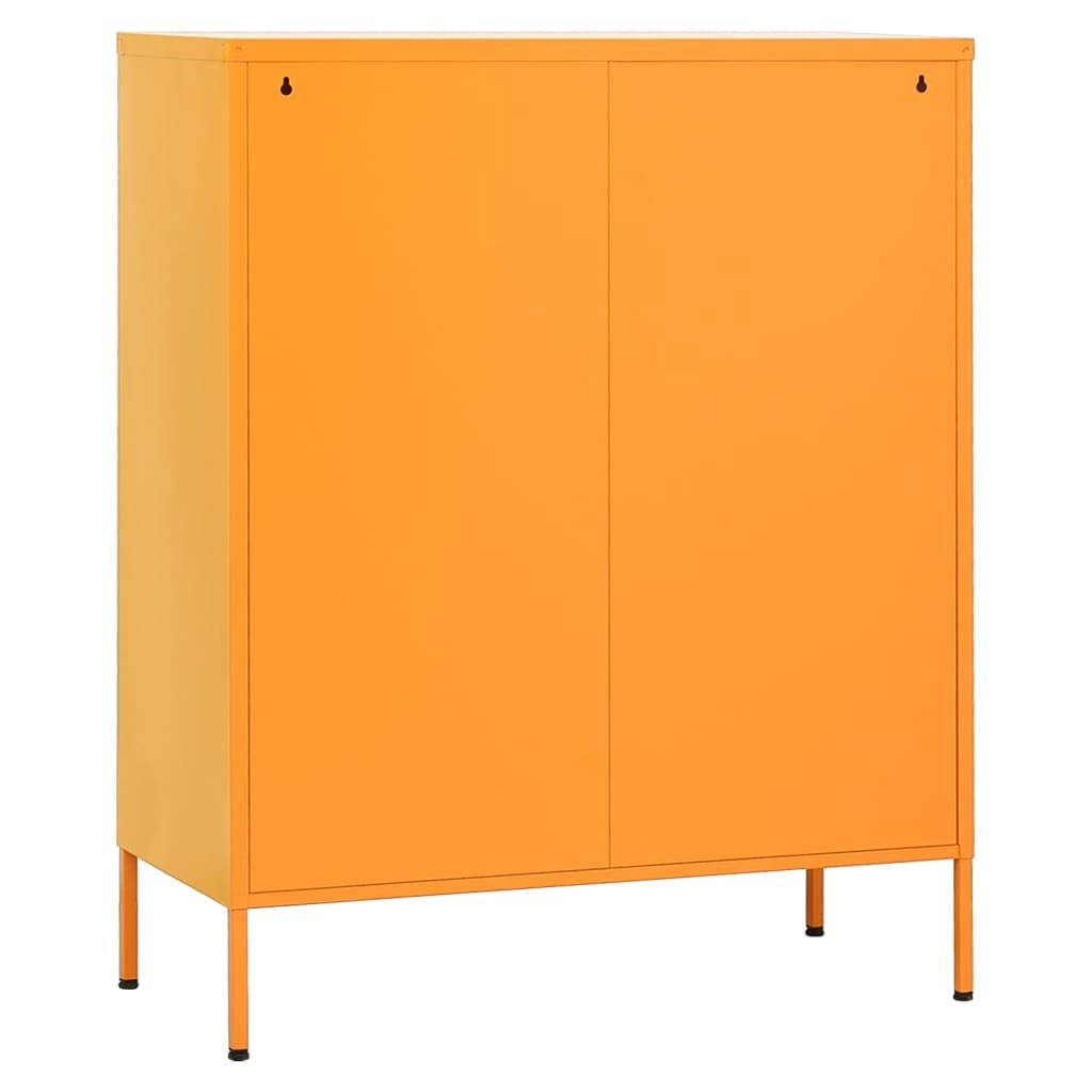 vidaXL 2-Drawer Steel Storage Cabinet - File Cabinet for Office, Home & School Organization - Mustard Yellow - Heavy Duty Metal Filing Cabinet for Documents, Folders & Supplies