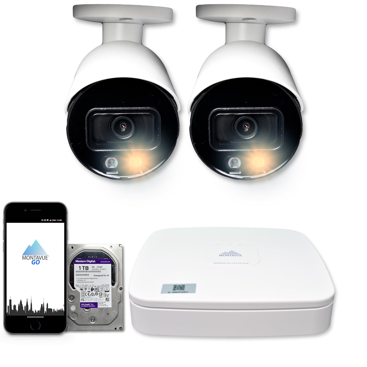 MTB8111 8MP 4K Security Camera System - 4 Channel NVR with 1TB HDD, SMD+ Bullet Cameras for Home & Business Surveillance - Indoor/Outdoor Night Vision Protection