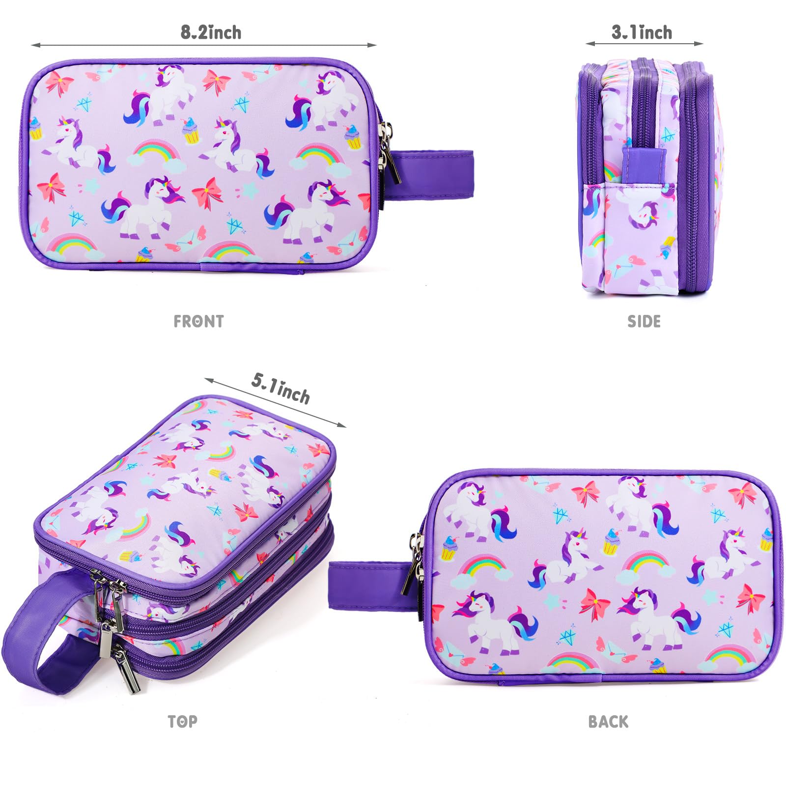 **Unicorn Purple Kids Toiletry Bag for Girls - Waterproof Hanging Travel Cosmetic & Makeup Organizer - Perfect for Toddler Toiletries, School Trips & Family Vacations - Ideal for Bathroom Storage, Sleepovers & Camping Essentials - Great for Travel, Gifts & Daily Use**